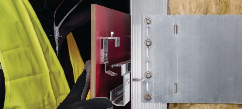 Bild 5 von 6: MFT-HP Agraffentragprofil 22.5 Aufhängerschiene für die verdeckte Befestigung von Fassadenplatten mittels Aufhängern Anwendungen 1