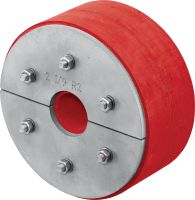 Folie 1 von 2 (selected): CFS-T RR-Vario Dichtungsstopfen Speziell angefertigter Brandschutz-Dichtungsstopfen für nicht genormte runde Durchführungen mit vorgezogenen Kabeln (Brandschutzwert: 2 Stunden)