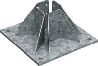 Folie 1 von 1 (selected): MT-B-GL O4 OC Grundplatte (schwer) Grundplattenverbinder zur Verankerung von MT-90 3D-Montageträgerkonstruktionen für den Schwerlastbereich in Beton, für den Einsatz in Außenbereichen mit niedriger Schadstoffkonzentration