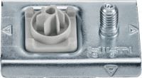 Gehen Sie zu Folie 2 von 5: X-TH Rohrschellenhalterung Metall-Rohrschellenhalterung mit vorinstalliertem Gewindebolzen für leichte elektrische/mechanische Befestigungen an der Decke und zur Verwendung mit Kollationennägeln