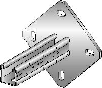 MQK-41/4 Verzinkte Konsole mit einfacher MQ Profilschiene (41 mm hoch) mit quadratischer Grundplatte für höhere Steifigkeit