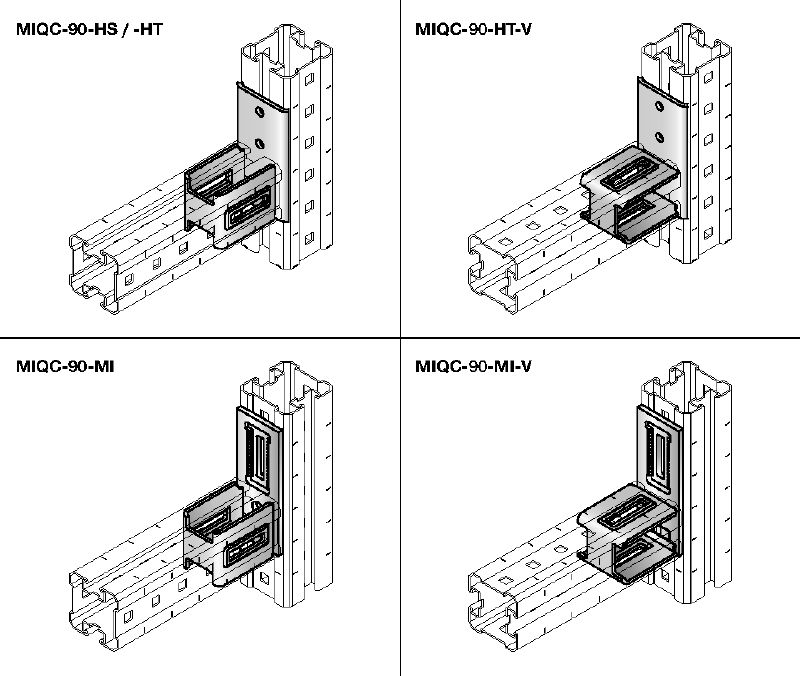 MIQC-H Querverbinder Feuerverzinkte Verbinder für hohe Belastungen zur Befestigung von zwei MIQ Montageträgern