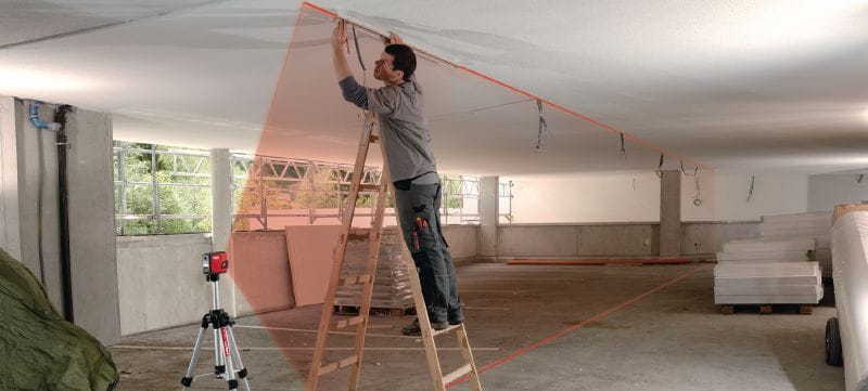 Bild 3 von 5: Lot- und Linienlaser PMC 46 Kombilaser mit 2 Linien und 4 Punkten zum Loten, Nivellieren, Fluchten und Abstecken rechter Winkel mit rotem Laserstrahl Anwendungen 1
