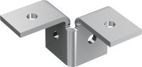Folie 1 von 1 (selected): MT-C-T 3D/2 Flügelbeschlag Zweiflügeliger Beschlag zur Verbindung von drei Montageschienen innerhalb einer 3D-Konstruktion