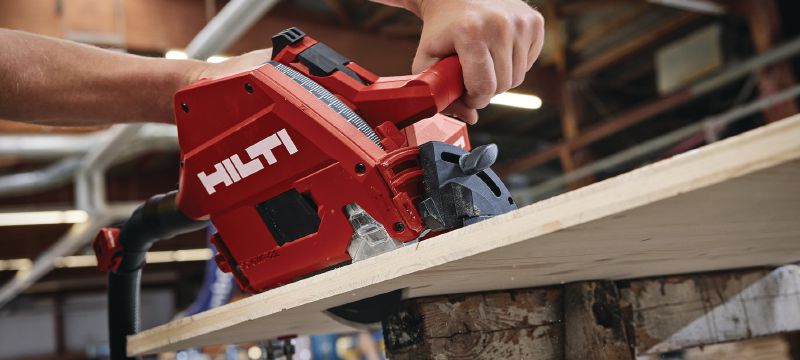 Bild 3 von 5: SC 6WP-22 Akku-Tauchsäge Tauchsäge mit hoher Staubaufnahmerate für saubere und kontrollierte, gerade Präzisionsschnitte in Holz bis 53 mm│2-1/8 Zoll Tiefe in Verbindung mit einer Führungsschiene Anwendungen 1