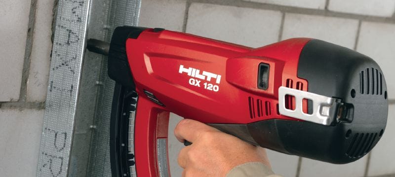 X-GN MX Nägel für Beton (magaziniert) Magazinierte Nägel zur Befestigung an Beton und anderen Untergrundmaterialien mit dem gasbetriebenen Bolzensetzgerät GX 120 Anwendungen 1