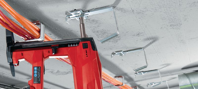 X-ECH-FE MX Metall-Kabelhalter Metallsammelhalter zur Verwendung mit magazinierten Nägeln oder Dübeln in Decken oder Wänden Anwendungen 1