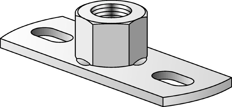 Bild 1 von 1: MGL 2-R Grundplatten (leicht) Leichte Grundplatte aus Edelstahl (A4) zur Befestigung von metrischen Gewindestangen mit zwei Dübelpunkten