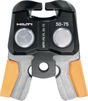 Folie 1 von 3 (selected): Pressbacke für Rohre NPR PM/S FL Pressbacken für Geberit FlowFit® Pressfittinge bis 75 mm. Kompatibel mit Hilti Rohrpressgeräten