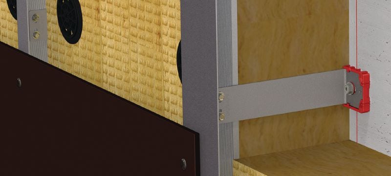 MFT-VSI S Konsolen Kleine Edelstahlkonsole mit vormontiertem Trennelement für die Befestigung hinterlüfteter Fassaden mit hoher thermischer Effizienz und Brandschutzanforderungen Anwendungen 1
