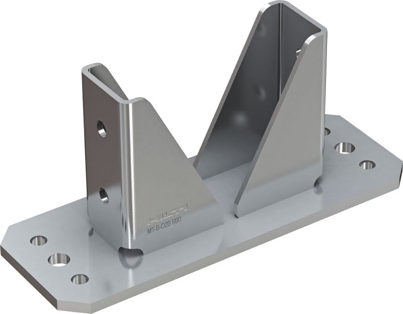 MT-B-O2B 60D Grundplatte für mittleren Lastbereich Bodenverbinder zur Verankerung des MT-60D Doppelstrebenkanals auf Beton