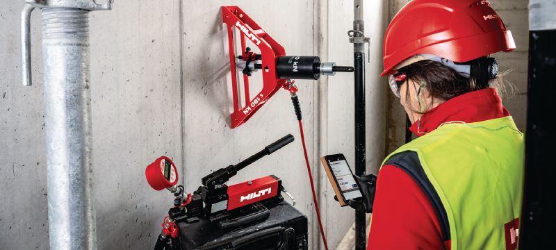 Bild 3 von 4: Vor-Ort-Prüfservices für Verankerungen Festigkeitsprüfung und Prüflastberechnung für nachträgliche Verankerungen und Bewehrungsanschlüsse Anwendungen 1