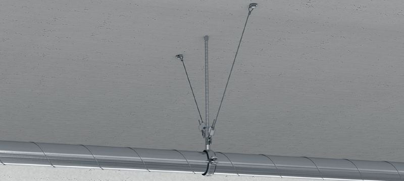 Set: MW-LP L Kabelsicherung mit Drahtseil, Schlaufenende Drahtseil mit Endschlaufe und verstellbarer Sicherung zum Abhängen von Vorrichtungen an geeigneten Gebäudeteilen Anwendungen 1