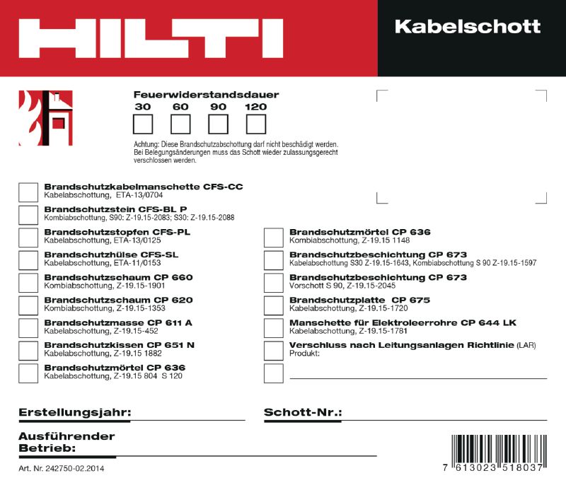 Ausführungsaufkleber QR A (500) 