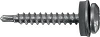 Metallbau-Selbstbohrschrauben S-MD 31 LPSS Selbstbohrschraube mit Linsenkopf (A4 rostfrei) mit 12-mm-Unterlegscheibe für dünne Metall–Metall-Befestigungen (bis 4.0 mm)