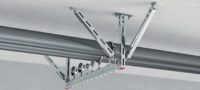 Seismischer Winkel MQS-W Galvanisch verzinkter Montageschienenverbinder zur Verwendung in seismischen MQ Montageschienen-Trapezanwendungen mit Abspannung Anwendungen 1