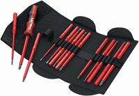 Folie 1 von 3 (selected): Schraubendrehersatz S-SD-S VDE Handschraubendreher-Set mit VDE-Zulassung, 14 austauschbaren Klingen und robustem Beutel