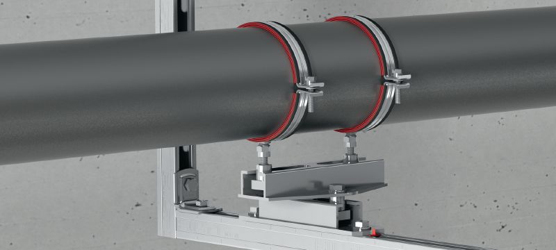 MRG-UK D6 Doppelkreuz-Rollengleiter Verzinkter Doppelkreuz-Rollengleiter für schwere Anwendungen in der Heizungs- und Kältetechnik Anwendungen 1