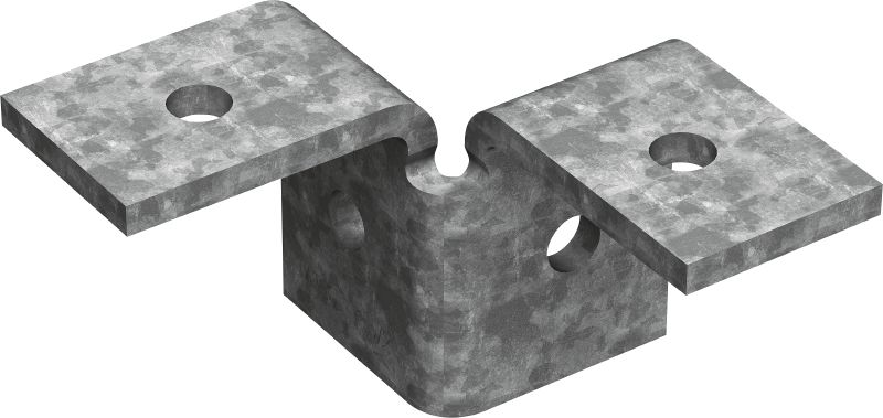 Bild 1 von 1: MT-C-T 3D/2 OC Flügelbeschlag Zweiflügeliger Beschlag zur Verbindung von drei Montageschienen innerhalb einer 3D-Konstruktion, für den Einsatz in Außenbereichen mit niedriger Schadstoffkonzentration