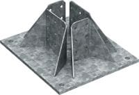 Folie 1 von 1 (selected): MT-B-GXL O4 OC Grundplatte (schwer) Grundplattenverbinder zur Verankerung von MT-100 3D-Montageträgerkonstruktionen für den Schwerlastbereich in Beton, für den Einsatz in Außenbereichen mit niedriger Schadstoffkonzentration