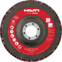 Folie 1 von 4 (selected): Konvexe Lamellenscheibe AF-D SPX Fiberbeschichtete, konvexe Lamellenscheiben der Ultimate-Leistungsklasse für den Grob- und Feinschliff von Edelstahl, Stahl und anderen Metallen