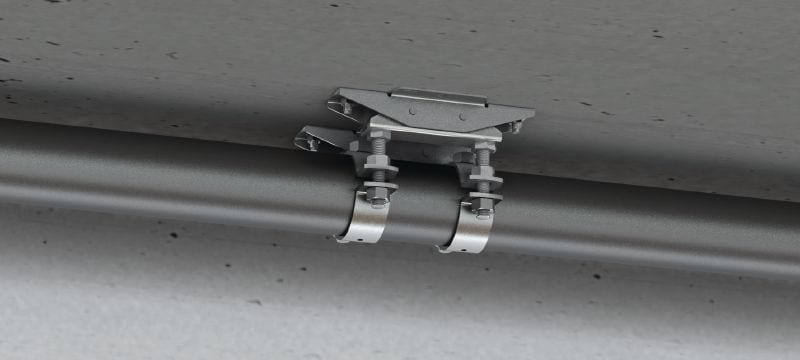 MFP-CLD-I Kompakt-Fixpunktbefestigung Verzinkte, schallgedämmte Kompakt-Festpunktbefestigung für leichte/mittlere Anwendungsbelastungen bis maximal 8 kN Anwendungen 1