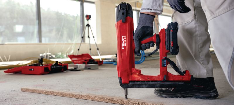 Akku-Bolzensetzgerät BX 3-L-22 für Beton (längere Nägel) Bolzensetzgerät mit Nuron Akkutechnologie zur Befestigung von Trockenbauschienen sowie andere leichte Befestigungen an Beton, Stahl und Mauerwerk (max. Nagellänge 36 mm│1-13/32) Anwendungen 1