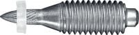 Folie 1 von 1 (selected): X-EM8H P8 Gewindebolzen Gewindebolzen aus Kohlenstoffstahl zur Verwendung mit Bolzensetzgeräten auf Stahl (Unterlegscheibe 8 mm) – nur für den Innenbereich
