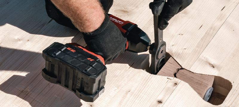 Bild 9 von 10: HTC-P2P Holzbauverbinder Holzverbindersystem zum Ausrichten und Befestigen von Brettsperrholzplatten im Massivholzbau Anwendungen 1